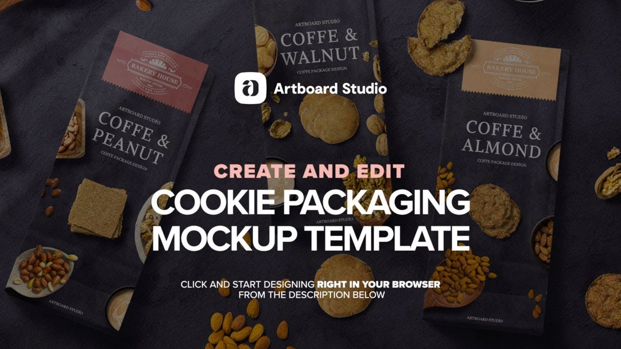 Free Cookie Packaging Mockup Scene